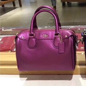 Coach baby Bennett Satchel Crossgrain Leather New without tag metallic pink